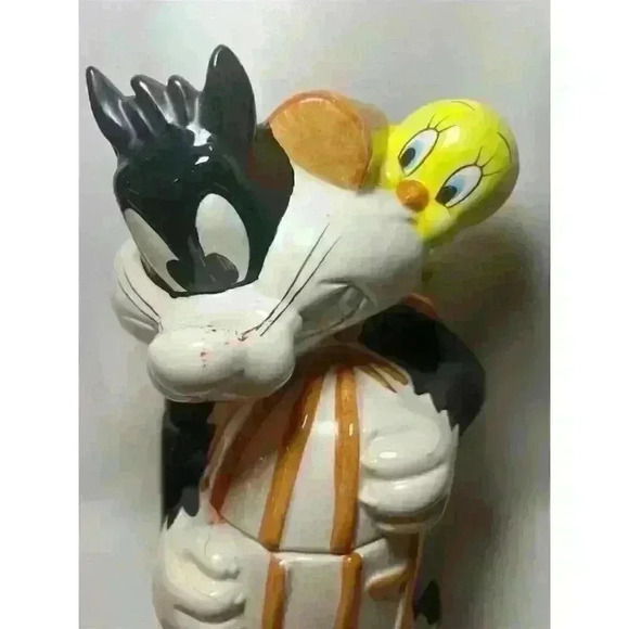 Vintage Looney Tunes Sylvester & Tweety Ceramic Cookie Jar 1993 Edition - Picture 2 of 14